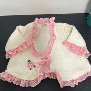 Butterfly Dsigns Pink and Cream Baby Cardigan 90’s